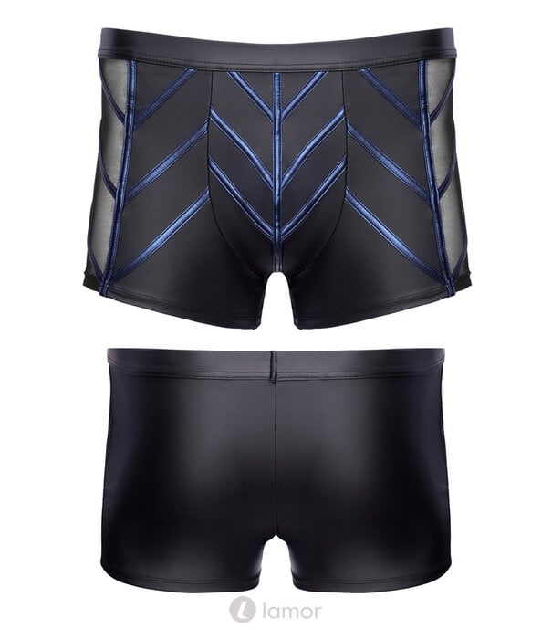 * NEK NEK Pants – Zwart Mattlook met Blue-Metallic Strepen