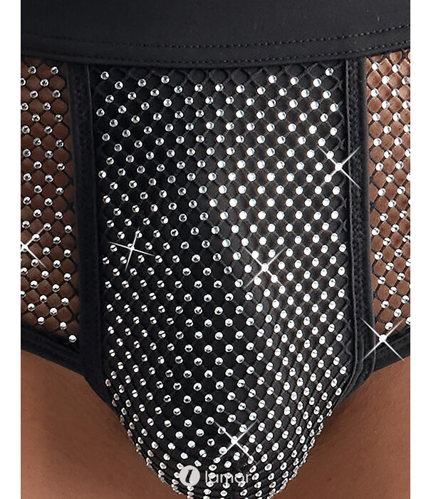 * SVENJOYMENT Svenjoyment Betonende Pants met Glitters en Netinzet – Zwart