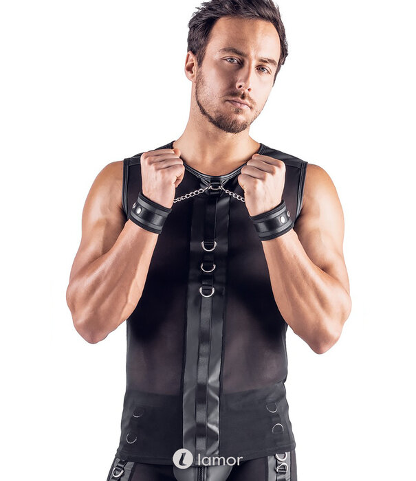 * SVENJOYMENT Svenjoyment Netshirt met Handboeien – Mattlook Zwart