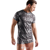 Svenjoyment Betonend Kort Shirt in Zwart en Zilver Metallic Look
