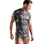 Svenjoyment Betonend Kort Shirt in Zwart en Zilver Metallic Look