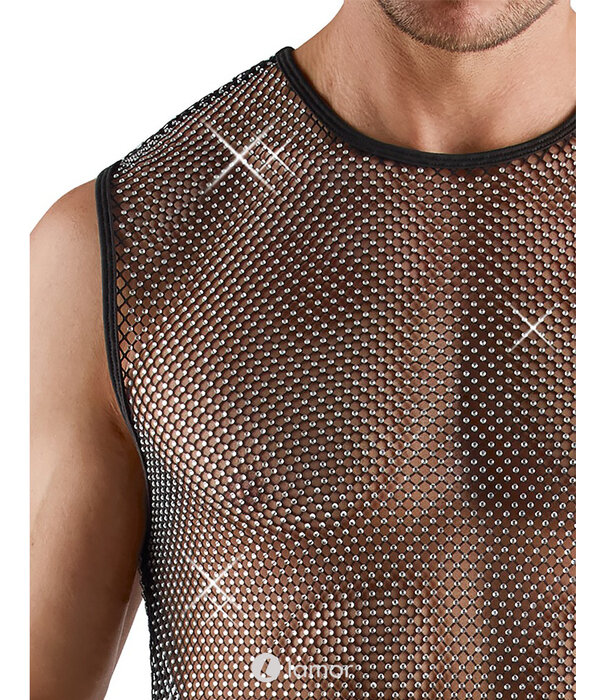 * SVENJOYMENT Svenjoyment Mouwloos Netshirt met Glitters – Zwart