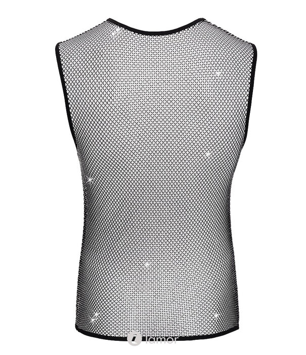 * SVENJOYMENT Svenjoyment Mouwloos Netshirt met Glitters – Zwart