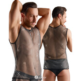 Svenjoyment Mouwloos Netshirt met Glitters – Zwart