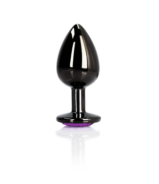 Heart Gem Butt Plug - Medium - Gunmetal/Amethist Paars