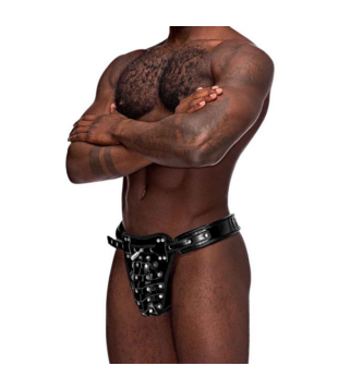 Taurus - Immitatieleren Chastity Cage Thong - One Size - Zwart