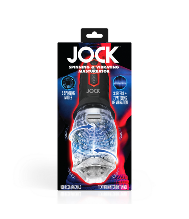 Curve Toys Draaiende en Vibrerende Masturbator - Doorzichtig/Zwart