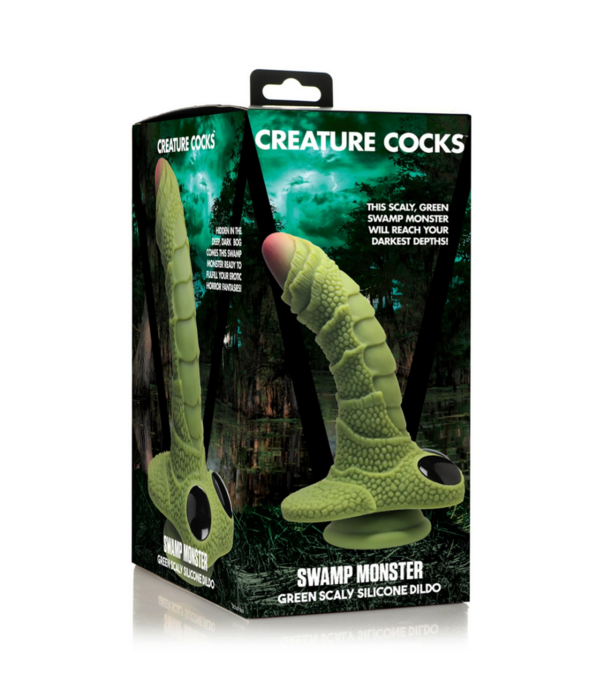Swamp Monster Scaly Silicone Dildo - Zwart