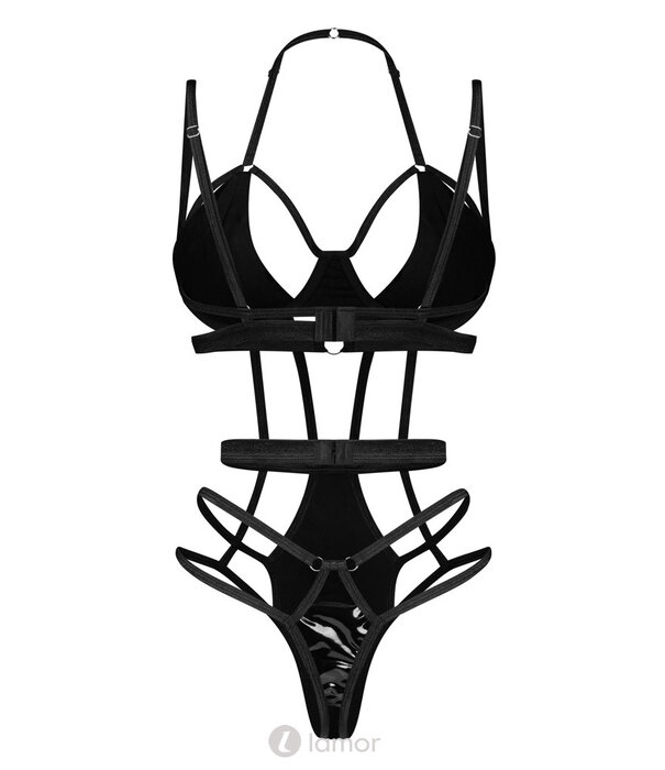 * OBSESSIVE Obsessive Keira Lise Stringbody met Lakdetails en Verstelbare Riemen