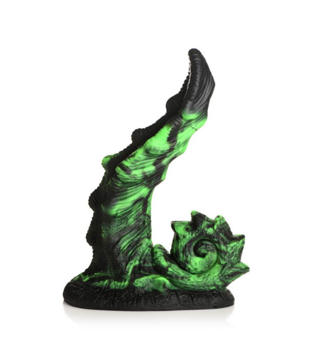 Glowzilla - Glow-in-the-Dark Siliconen Dildo - Groen/Zwart