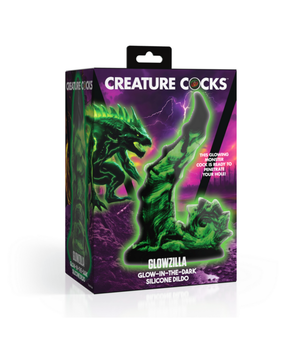 Glowzilla - Glow-in-the-Dark Siliconen Dildo - Groen/Zwart