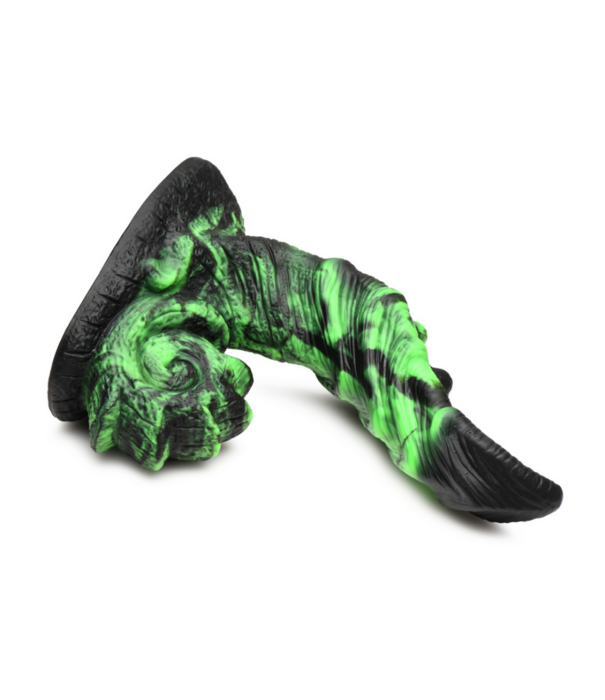 Glowzilla - Glow-in-the-Dark Siliconen Dildo - Groen/Zwart