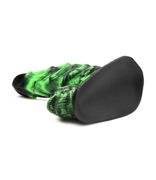 Glowzilla - Glow-in-the-Dark Siliconen Dildo - Groen/Zwart