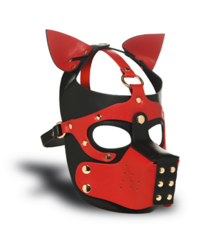 Hondenkap met Muilkorf - Zwart/Rood