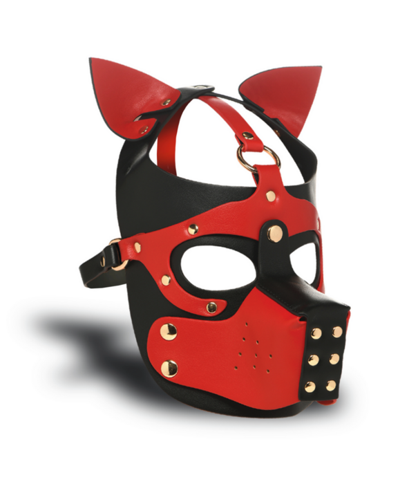 Hondenkap met Muilkorf - Zwart/Rood