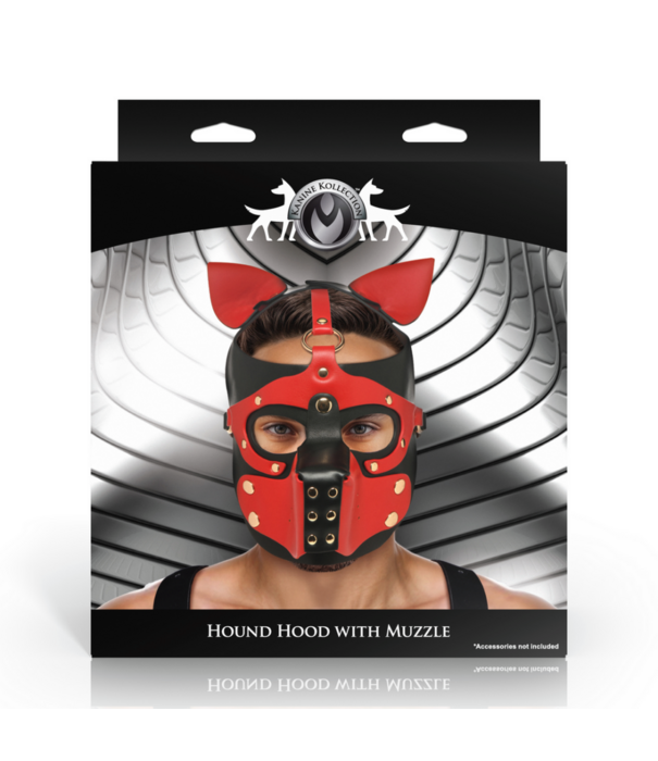 Hondenkap met Muilkorf - Zwart/Rood