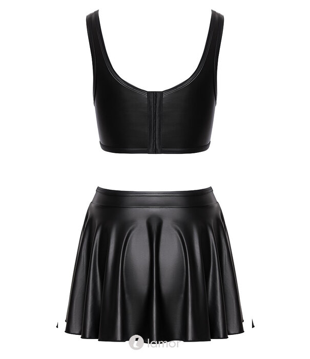 * COTTELLI  Mattlook korset-top met minirok set zwart – Cottelli Party