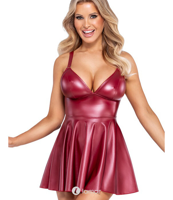 * COTTELLI  Rood mattlook jurkje met uitlopende rok – Cottelli Party