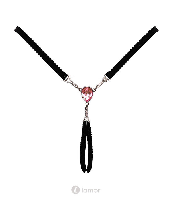 * COTTELLI  Luxe open string met roze steen en sierkettingen – Cottelli Lingerie