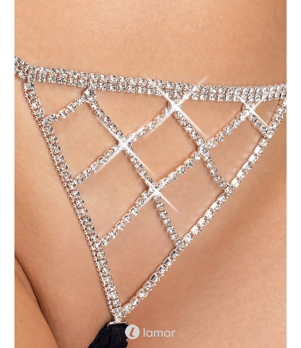 * COTTELLI  Luxe open string met strass voor en achter – Cottelli Lingerie