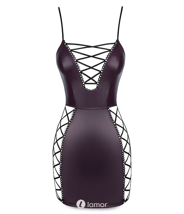 * COTTELLI  Donkerpaars mattlook jurkje met vetersluiting – Cottelli Party