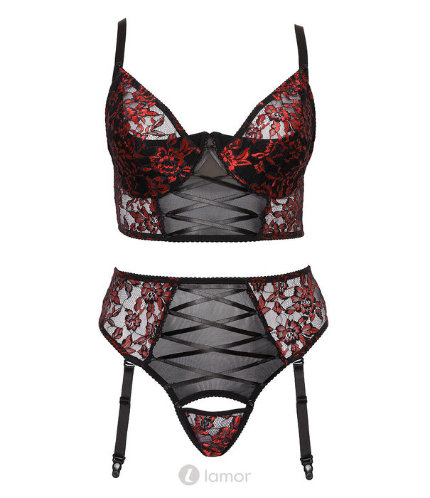 * COTTELLI  Cottelli Curves Longline-BH en straps-slip met kant, powernet & afneembare cups