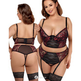 Cottelli Curves Longline-BH en straps-slip met kant, powernet & afneembare cups