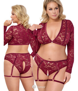 Rood kanten top en ouvert slip, CC2251353