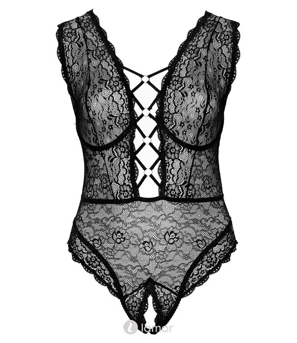 * COTTELLI  Cottelli Curves kanten body ouvert met beugels & open kruis