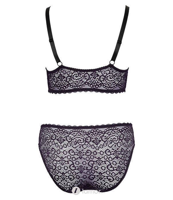 * COTTELLI  Cottelli Curves lila kanten bralette & slip met openende haken