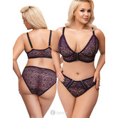 Cottelli Curves lila kanten bralette & slip met openende haken