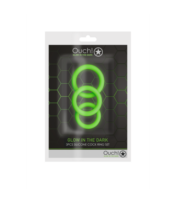 Ouch! by Shots Cockring Set - Glow in the Dark - 3 Stuks
