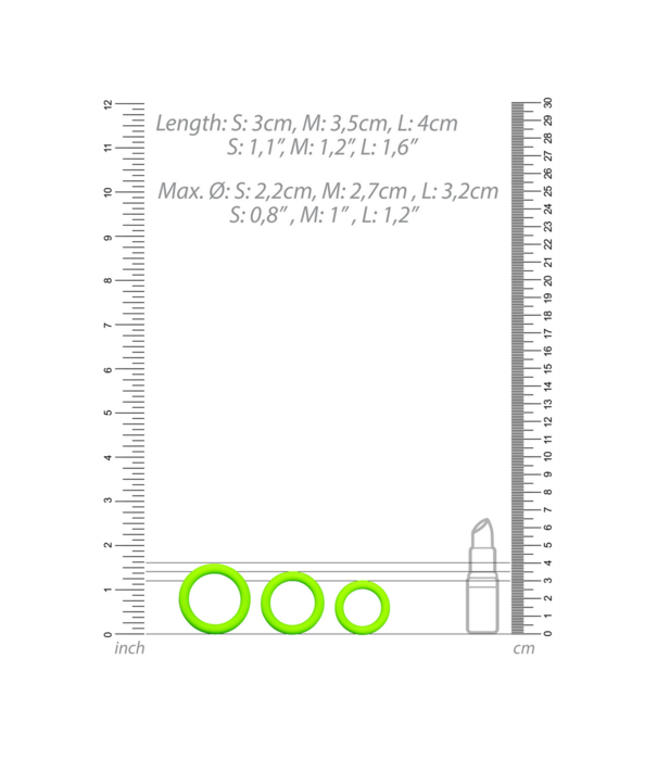 Ouch! by Shots Cockring Set - Glow in the Dark - 3 Stuks