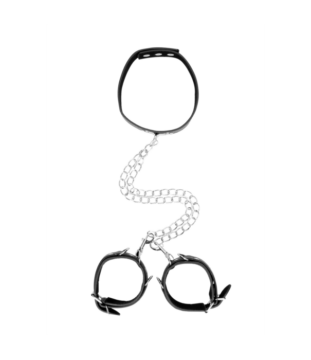 Ouch! by Shots Gebonden Leren Halsband met Handboeien