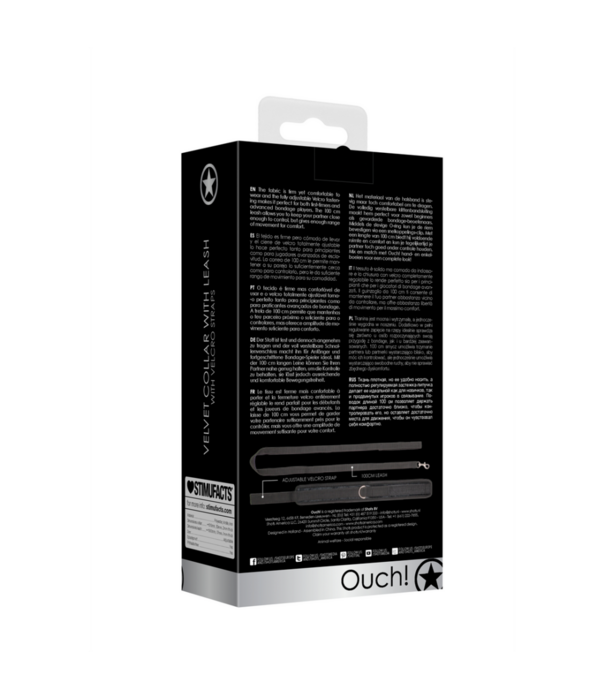 Ouch! by Shots Velvet Verstelbare Halsband met Lijn