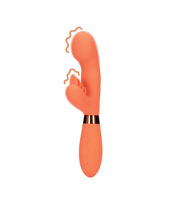 Loveline by Shots Siliconen Rabbit Vibrator met Geribbelde Clitorale Stimulator - Glazed Carrots