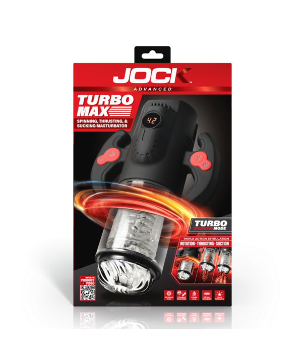 Curve Toys Turbo Max - Draaien, Duwen en Zuigen Masturbator - Transparant/Zwart