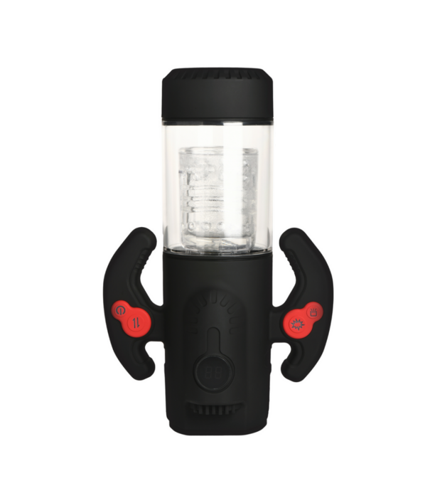 Curve Toys Turbo Max - Draaien, Duwen en Zuigen Masturbator - Transparant/Zwart