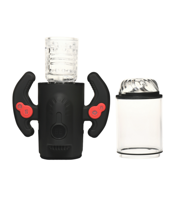 Curve Toys Turbo Max - Draaien, Duwen en Zuigen Masturbator - Transparant/Zwart