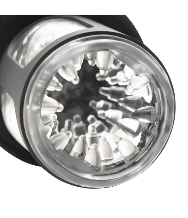 Curve Toys Auto Spin - Draaien en Duwen Masturbator - Transparant/Zwart