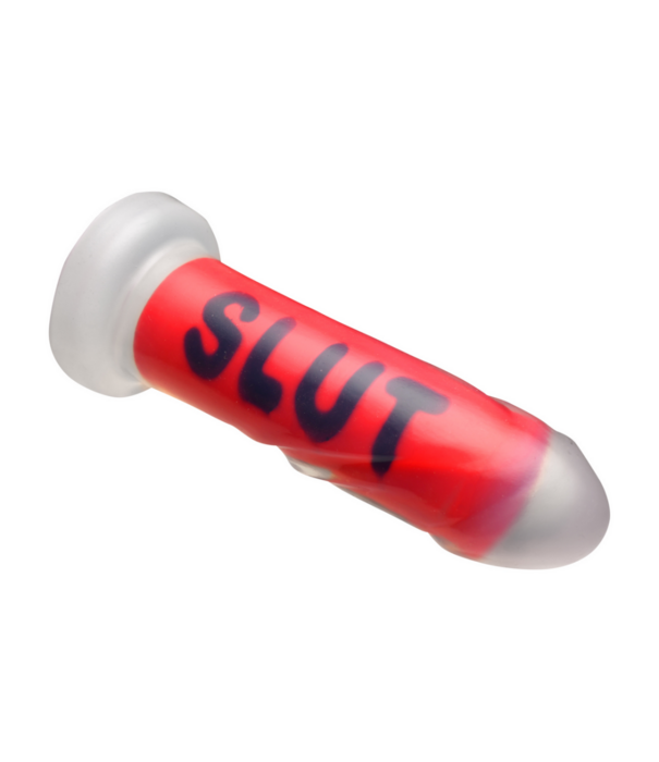 SLUT - Siliconen Dildo - Rood