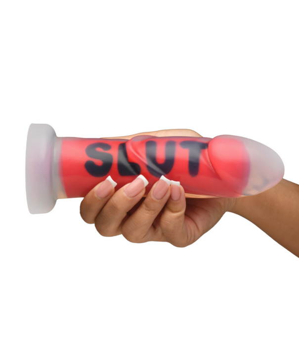 SLUT - Siliconen Dildo - Rood