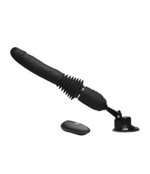 Ultimate Power Pounder - Vibrerende en Duwende Siliconen Dildo met Afstandsbediening - Zwart