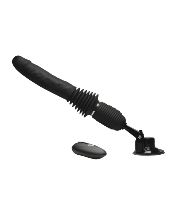 Ultimate Power Pounder - Vibrerende en Duwende Siliconen Dildo met Afstandsbediening - Zwart