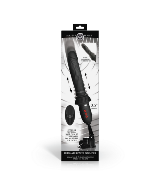 Ultimate Power Pounder - Vibrerende en Duwende Siliconen Dildo met Afstandsbediening - Zwart