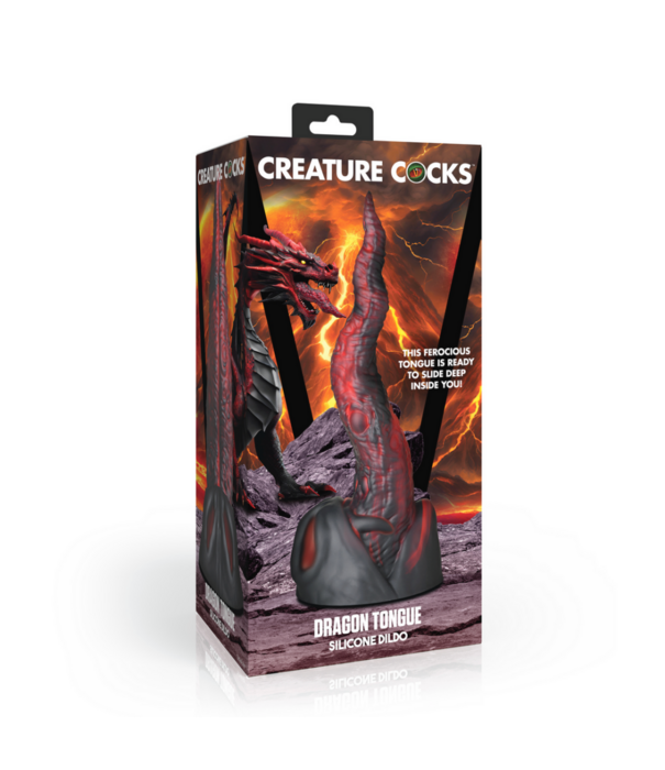 Dragon Tongue - Siliconen Dildo - Rood/Zwart