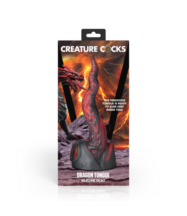 Dragon Tongue - Siliconen Dildo - Rood/Zwart
