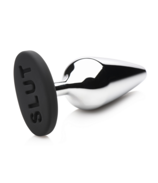 Butt Slut - Metalen en Siliconen Anale Plug - Zilver