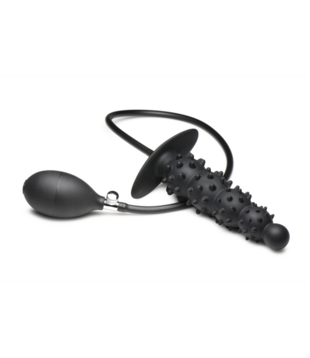 Ass Puffer - Nubbed Inflatable Silicone Anale Plug - Zwart