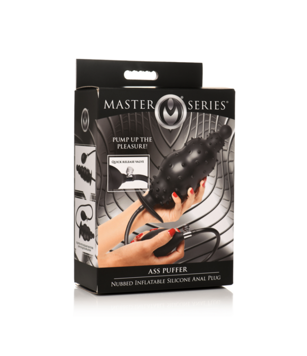 Ass Puffer - Nubbed Inflatable Silicone Anale Plug - Zwart